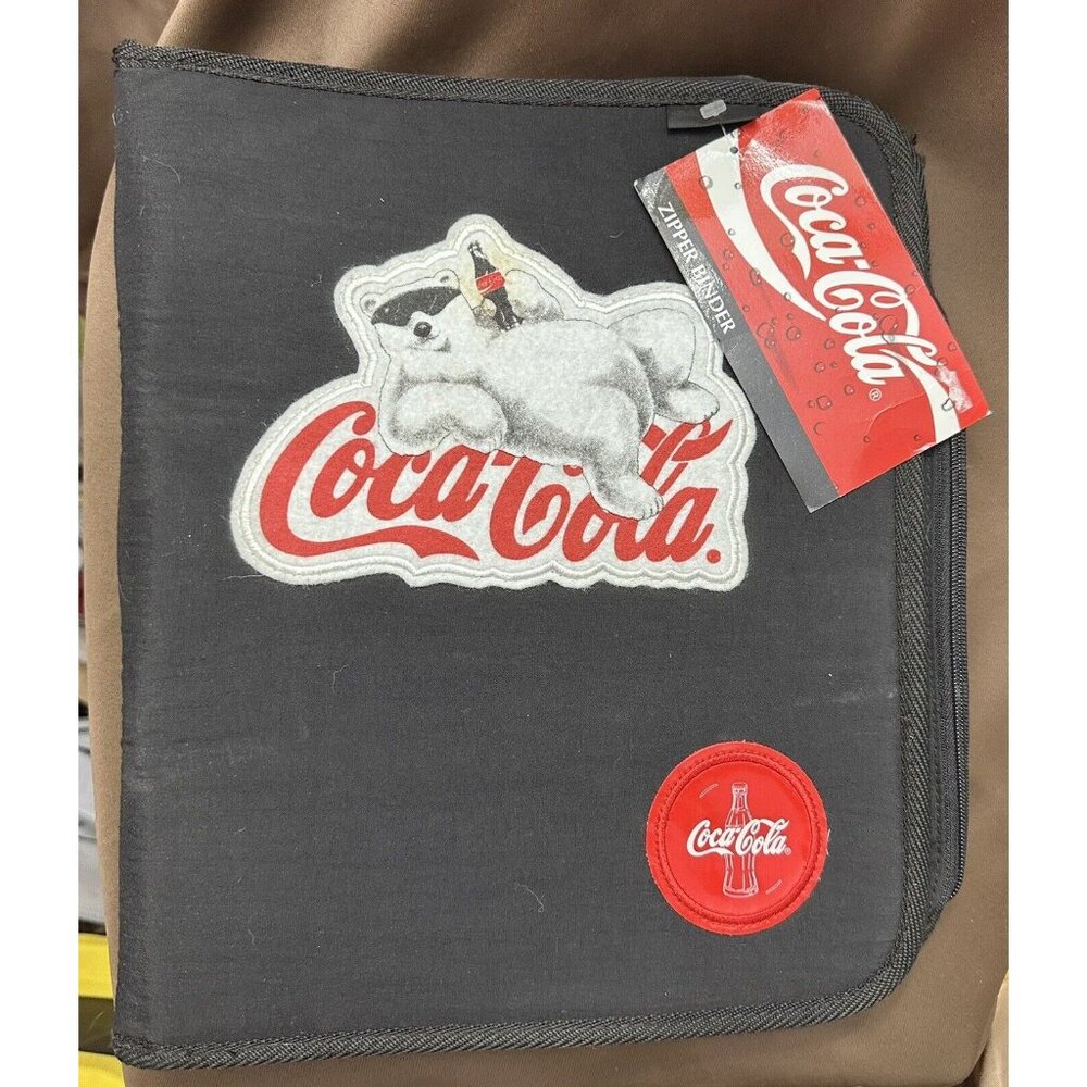Vintage 1997 Coca-Cola Polar Bear Zipper Binder 1.5 Inch D-Ring Black NO. 68406‎